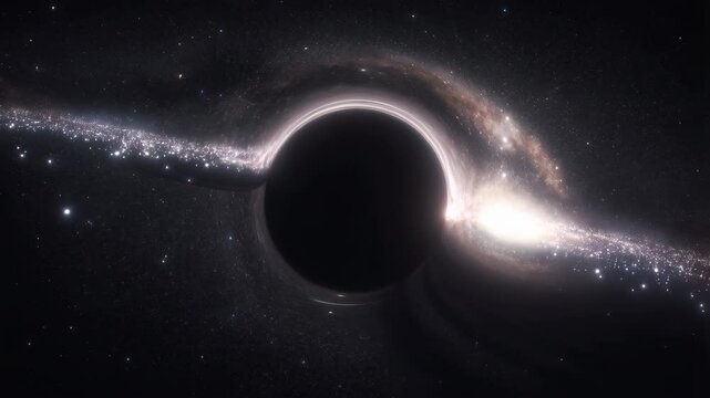 Supermassive black hole bending spacetime in deep space
