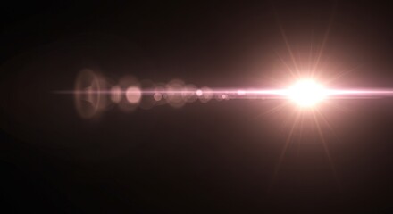 Warm Pink Lens Flare Overlay:  Dramatic Cinematic Light Effect with Bright Starburst and Soft Bokeh.