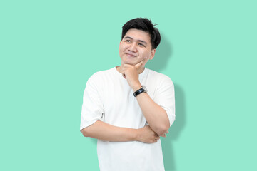 Man Thinking: Asian Man in Classic Pondering Pose