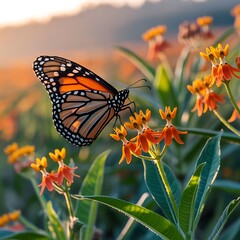 Naklejka premium butterfly on flower
