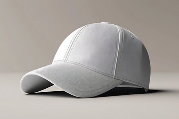 Fototapeta premium Gray baseball cap mockup with curved brim and panel stitching