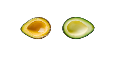Avocado Half with Soft Gradient Light Effect on Transparent Background