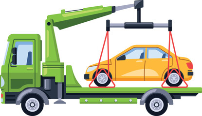 Tow truck evacuating damaged car