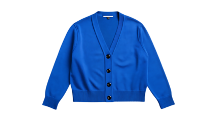 Womens blue knit cardigan sweater button front casual