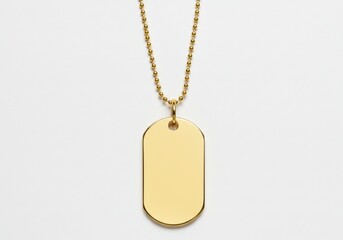 Fototapeta premium Golden dog tag isolated on white background with ball chain
