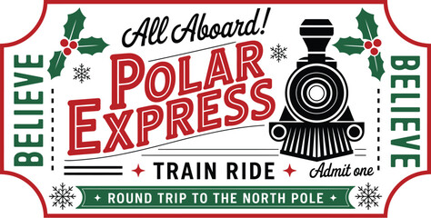 Polar Express Ticket svg, Polar Express png, Christmas sign svg, All Abroad Train Ride svg © meril