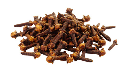 Obraz premium Pile of Dry Cloves on White Background.