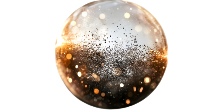 Blurred Bubble Orbit with Glowing Dots on Transparent Background