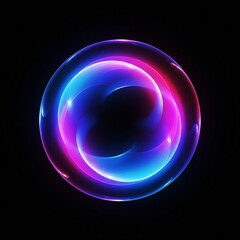 Obraz premium Abstract Glowing Sphere with Swirling Light Effects in Dark Background