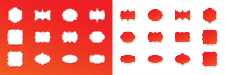 Unique arabic frame line decoration set. vector illustration on white and red background