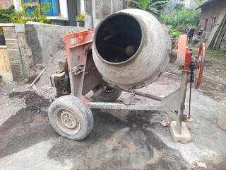 concrete mixer on construction site