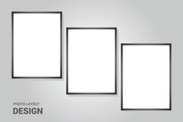 Picture collage or photo frame with layout illustration on the wall. Photo layout. Album Gallery vector illustration.