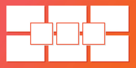 Picture collage or photo frame with layout illustration on the wall. Photo layout. Album Gallery vector illustration.