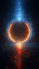 Obraz premium High quality photo of glowing Portal with Blue and Orange Energy.