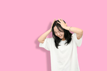 young asian woman feeling sad or stressful moment

