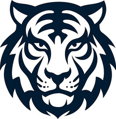 Bold and fierce tiger head icon in vector format. Ideal for logos, t-shirt prints, or mobile games.