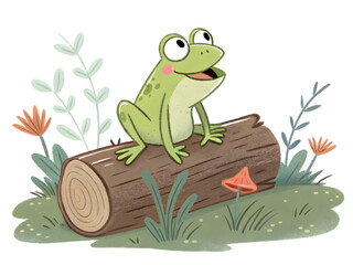 Naklejka premium frog sitting on a tree, frog 