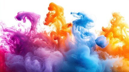Abstract Acrylic Colors and Ink in Water Frame Background Isolated on White