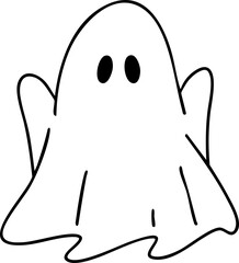 Cartoon, element, ghost in a cloak, autumn, Halloween, illustration, cute picture, hand-painted