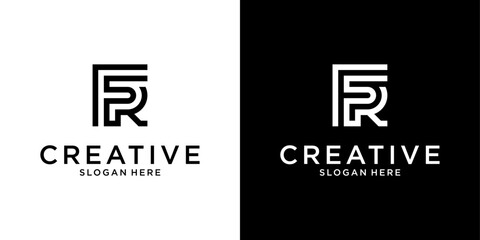 FR of RF initial letter logo design vector