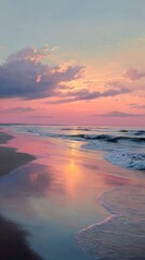 Fototapeta premium High quality photo of soft Pastel Sunset Over Calm Ocean Beach.