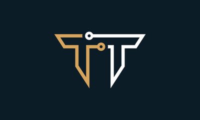 TT  technology monogram logo design 