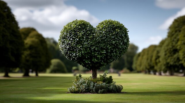 Heart shaped tree in a green park topiary love nature romantic landscape nature love symbol