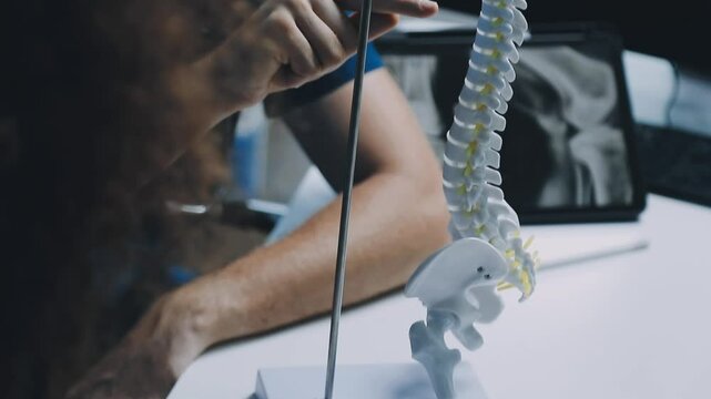 A male doctor is explaining to the patient the cause of the patient's condition.