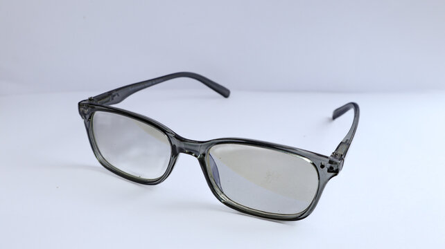 Black frame eyeglasses isolated on white background, Myopia (nearsightedness), Short sighted or presbyopia (Farsightedness) eyeglasses 