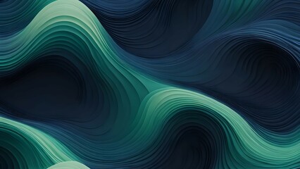 Dark navy to jade gradient featuring flowing ripple waves adds movement and depth