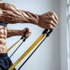 Resistance Band Training with Visible Muscle Tension

