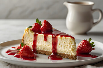 Strawberry Cheesecake with Fresh Berries and Sauce