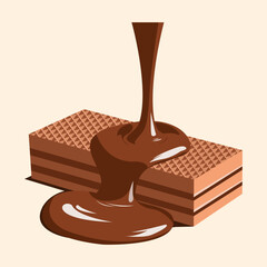 Melted Chocolate Pouring Over Wafer Bar – Sweet Tribute for National Chocolate Wafer Day