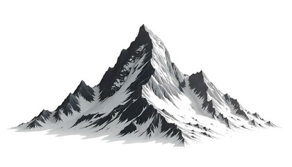 Monochromatic mountain featuring a single, dominant peak. Mountain Vector.