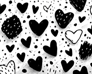 Black and white hearts pattern