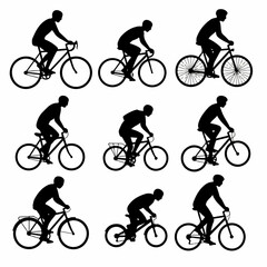 Obraz premium Cycling Silhouettes Set