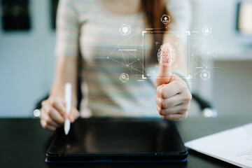 Digital banking, online marketing, Internet payment, personal financial data protection concept....