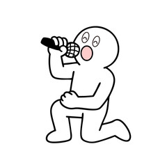 片膝を立てて熱くを歌う棒人間