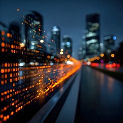 Obraz premium Blurry city at night, digital overlay