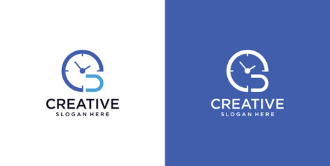 D initial logo icon digital clock