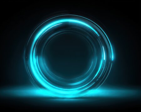 Circular neon glow, dark background