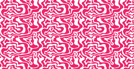 Abstract pattern of fuschia shapes and flowing lines, creating a bold, modern visual texture with a playful and organic design that captures a sense of dynamic movement and unique decorative element