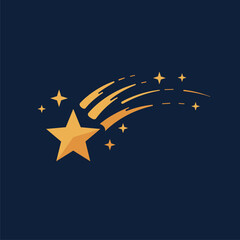Golden Shooting Star Logo Design - Celestial Symbol