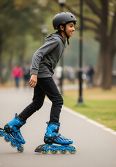 Young kid on rollerblades 