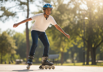 Young kid on rollerblades 