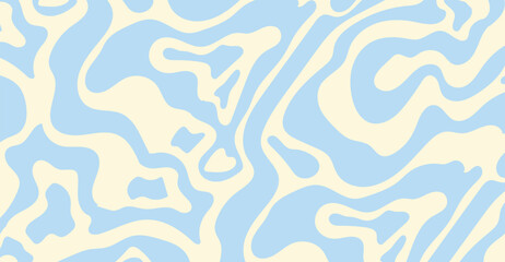 Fluid swirls of light blue intertwine with gentle cream in an abstract pattern, evoking a sense of calm through organic shapes and creating a soothing visual effect perfect for backgrounds