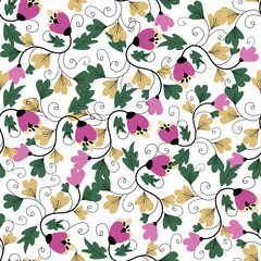  Floral pattern seamless ,flower branches seamless pattern , vector , illustration ,flowers pattern design Seamless flower pattern with colorful little flowers. Simple flat bright flowers background