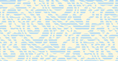 A pastel blue and light yellow abstract pattern showcases horizontal lines and swirling organic shapes, creating a playful yet calming visual ideal for a modern and stylish design element
