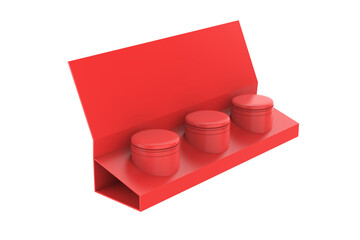 Luxury plastic magnetic paper container boxes designed for packaging matcha, loose tea, coffee, cookies, and other food products. 3d illustration