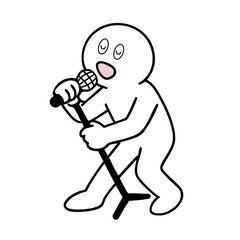 マイクを持って熱唱する棒人間